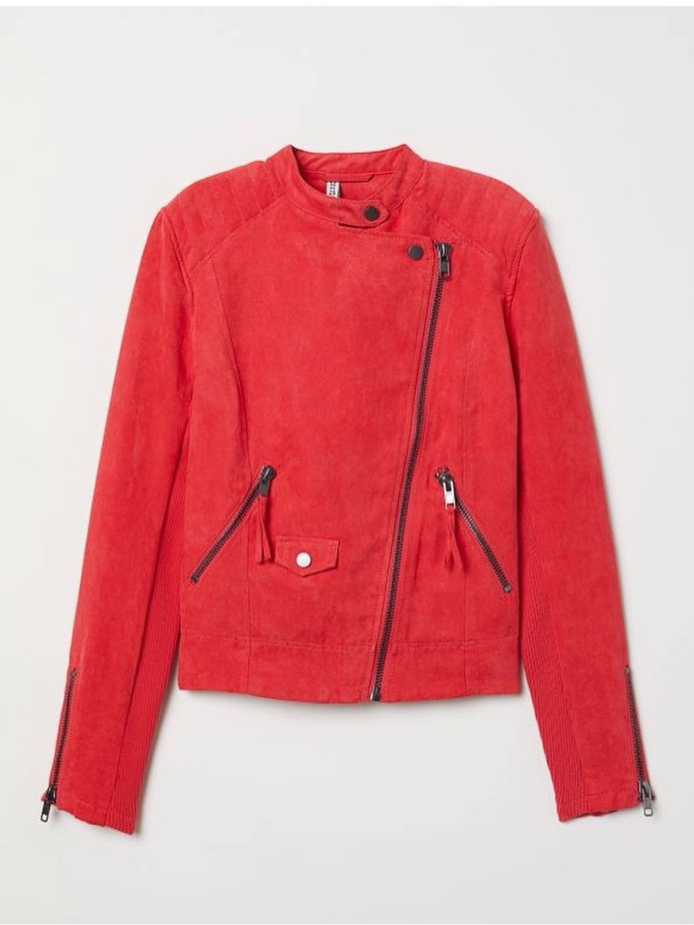 Divided Red Suede Moto Jacket